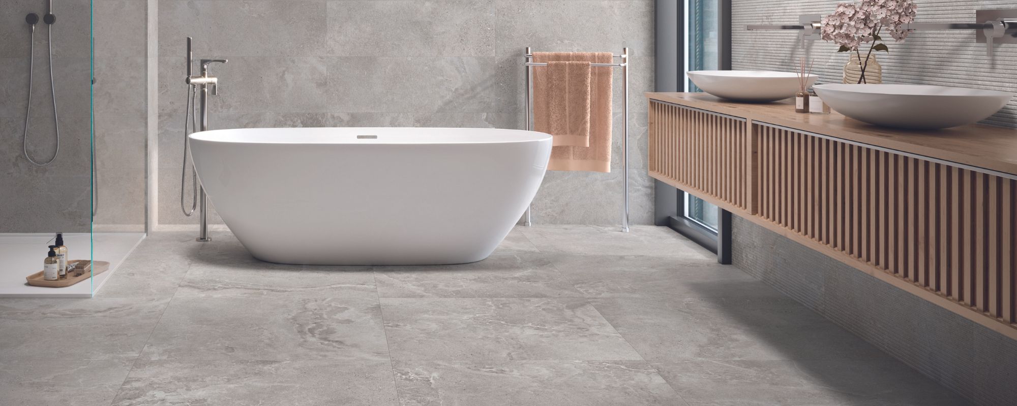 Grey Marble Effect Bathroom Tiles