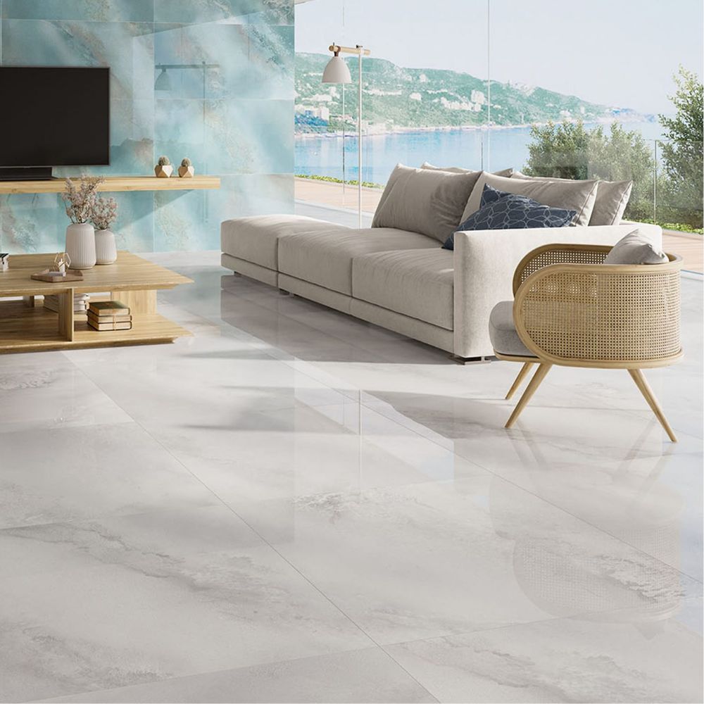 Pool White 60 x 120cm Polished Porcelain Tile Living Room