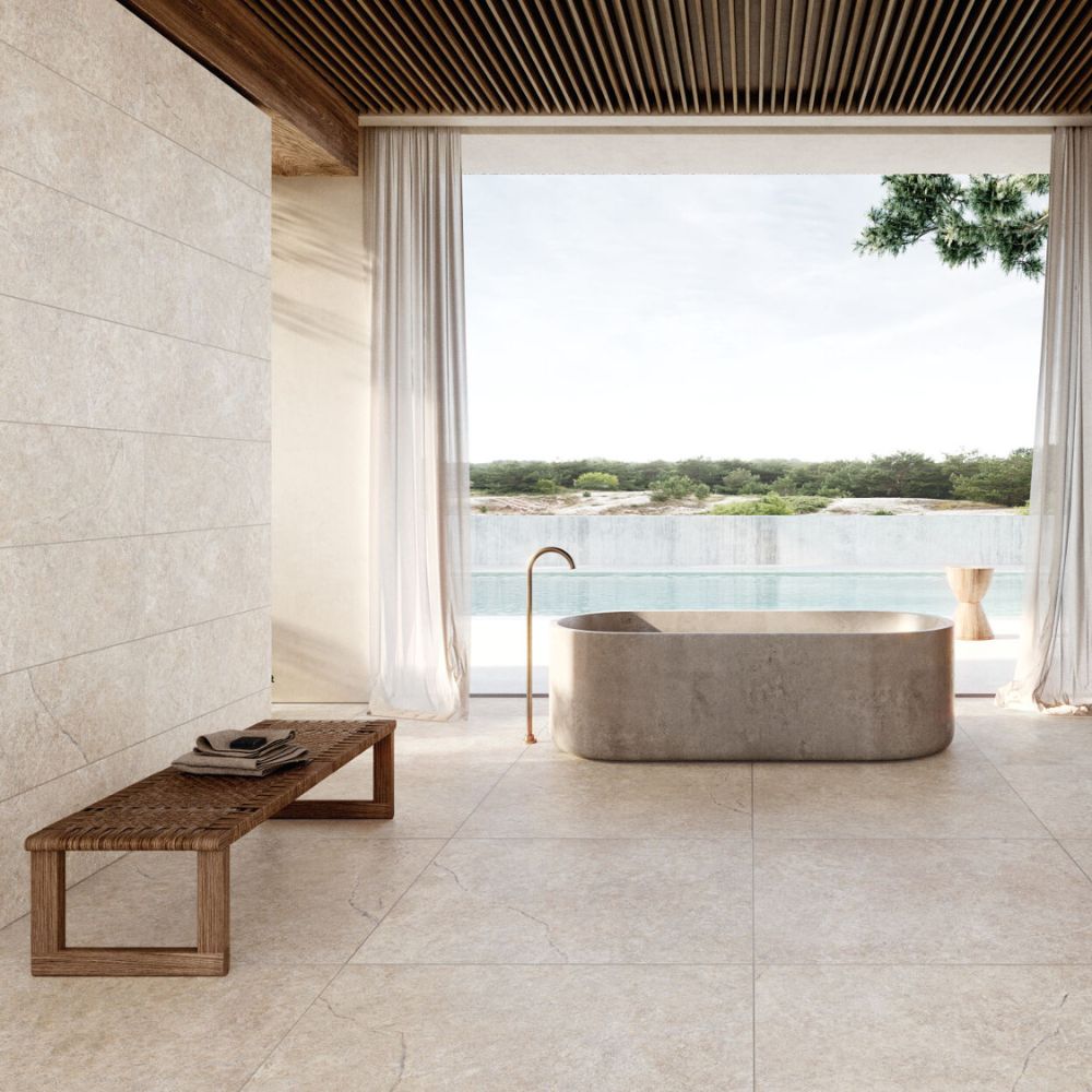 Pradeno Earth Natural 33.3 x 100cm & 60 x 60cm TIle Bathroom Floor and Wall