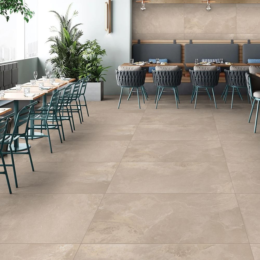 Roland Beige 60 x 120cm Matt Stone Effect Tile Cafe