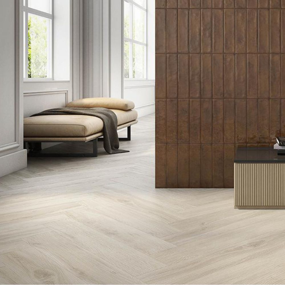 Roveria Wood Effect porcelain Tile Desert Hallway