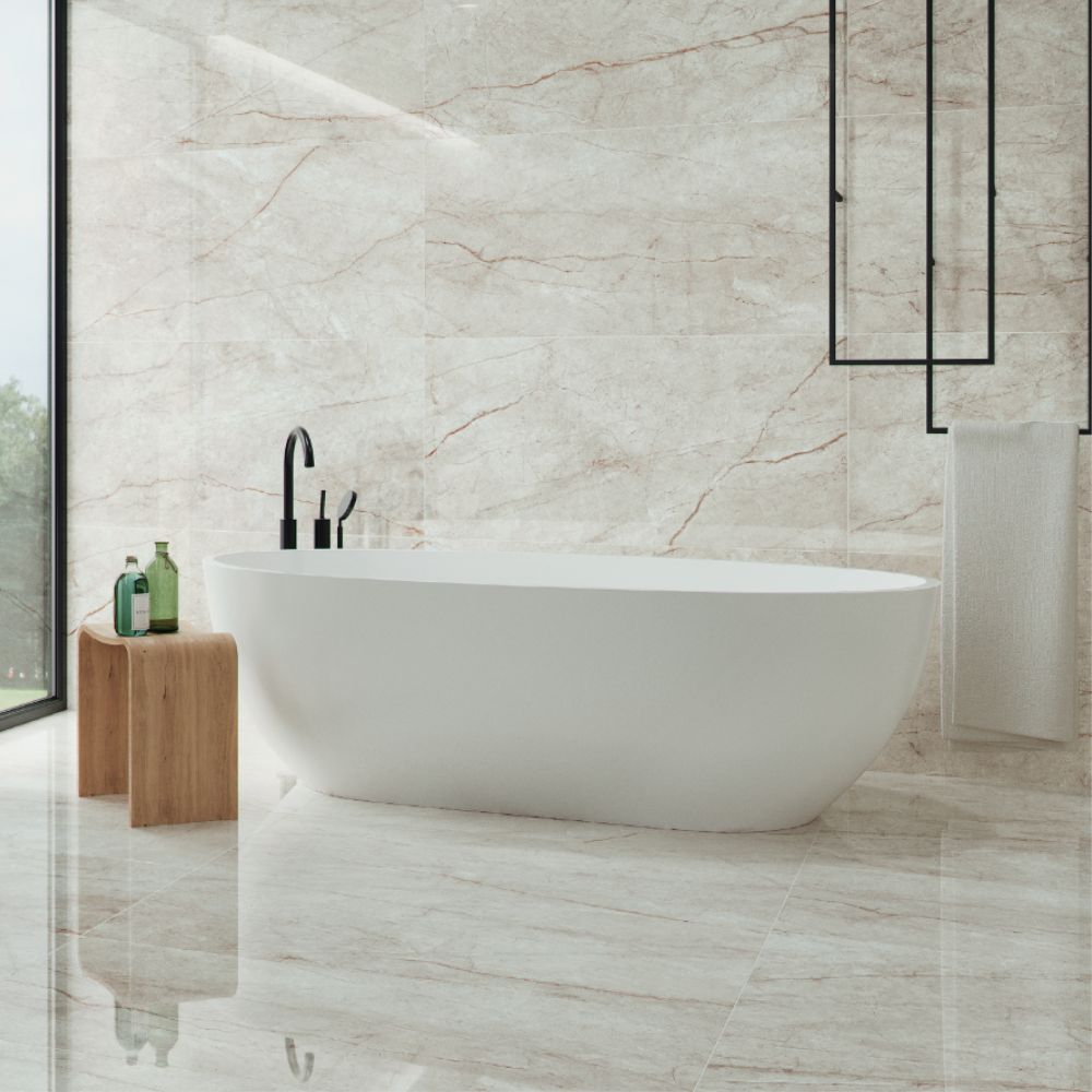 Tropical White Polished 60 x 120cm onyx Effect Porcelain Tile Bathroom Floor and Wall Marble Effect Tile