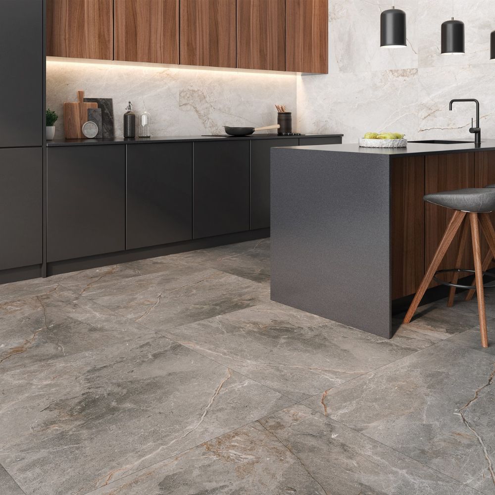 Tuscani Greige Matt Tile Kitchen