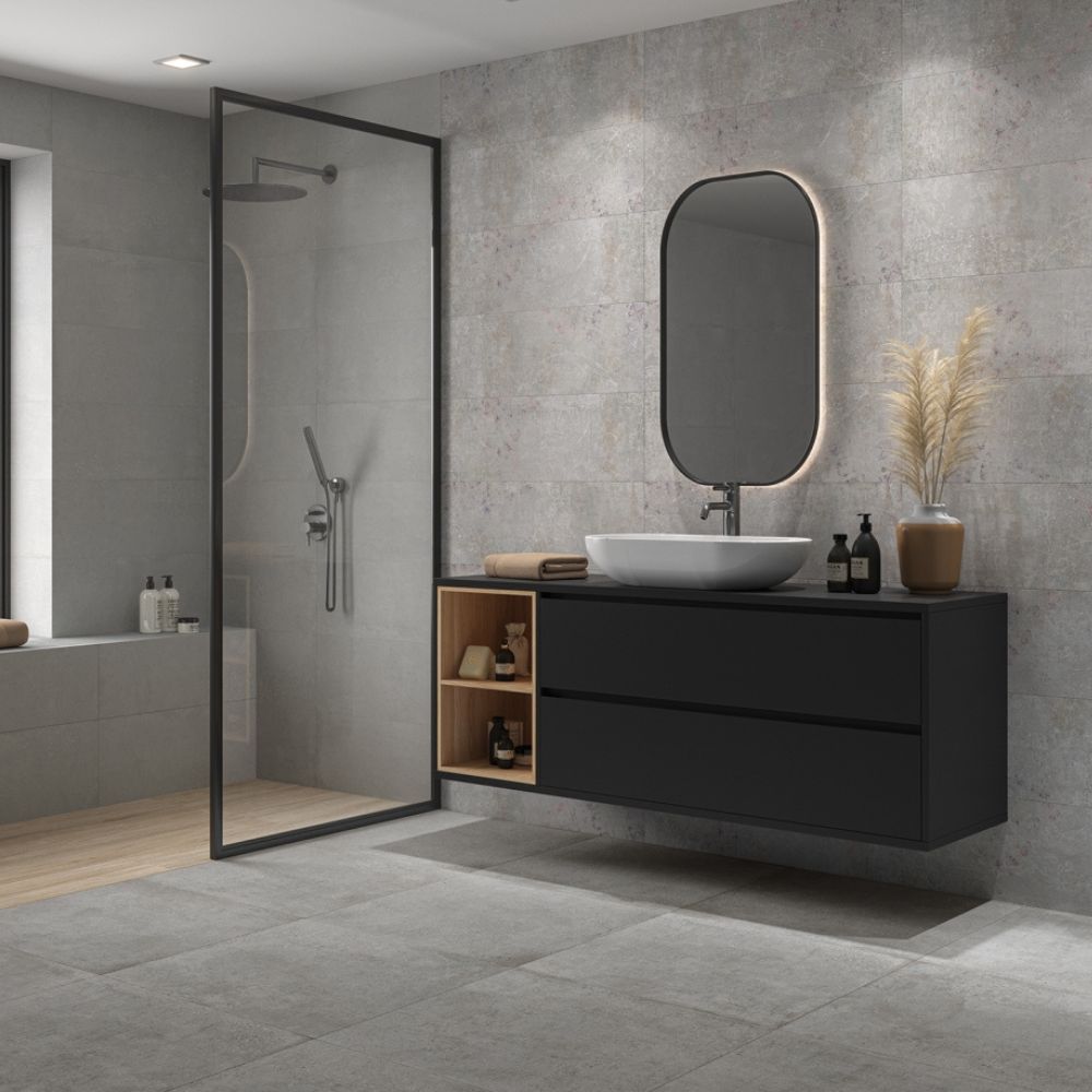 Viale Grey Matt Tile Bathroom