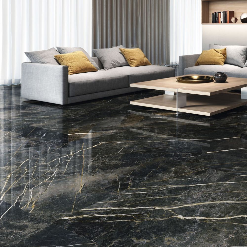 Wycomble Forest Polished Marble Effect Porcelain TIle Living Room Floor