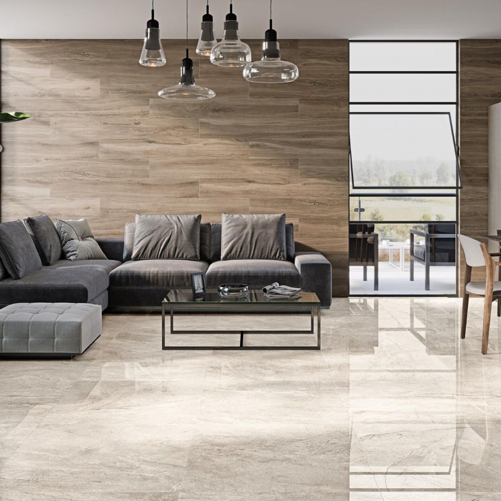 Wembley Polished Stone Effect Porcelain Tile 30 x 60cm - ROCCIA Outlet