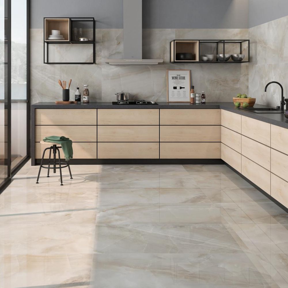 Nichet Beige Marble Effect Matt Porcelain Tile 60 x 120cm - ROCCIA Outlet