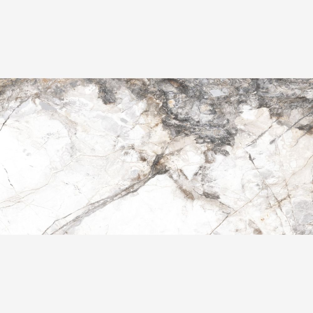 Visible Ore White Marble Effect Polished Porcelain Tile - ROCCIA Outlet